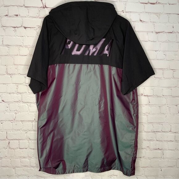 New Puma Men’s Size XL Wind Shirt Colorblock Iridescent‎ Short Sleeve Top Black - Picture 10 of 11